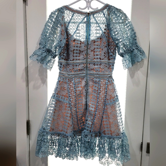 Women's Guipere blue midi dress - Picture 4 of 8